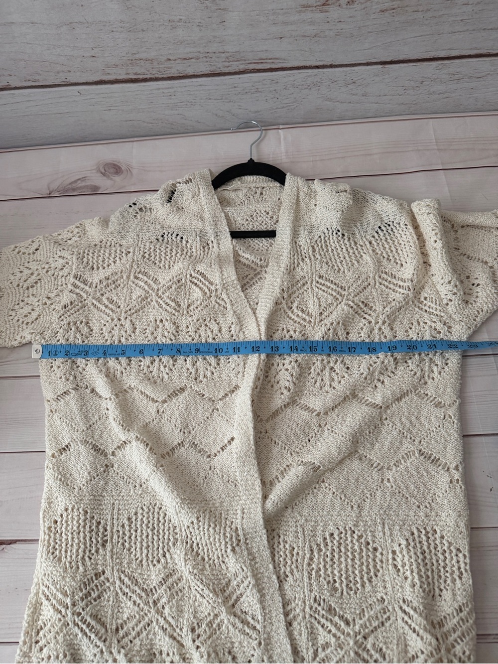 Maurices Cream Open-Front Lace Knit Cardigan Size 1X - Picture 3 of 7